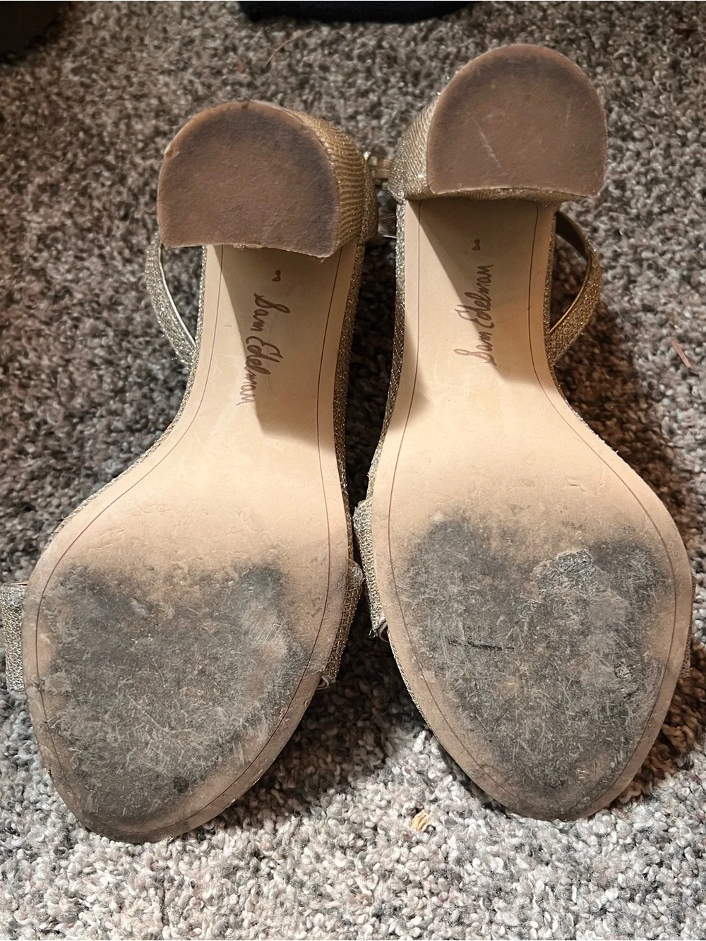 Sam Edelman Gold Glitter Cross-Strap Flat Sandals